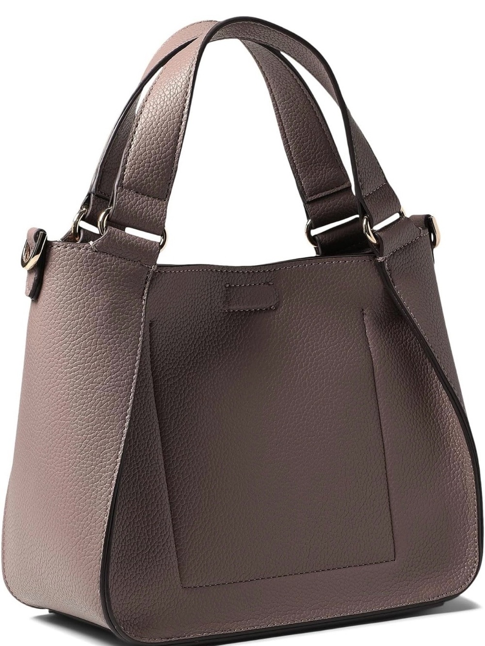 Calvin Klein Pebbled Leather Shoulder Tote in Mauve Taupe with Matching Pouch - Picture 3 of 6